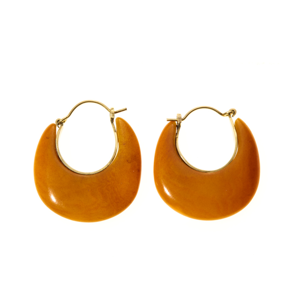 Mustard Tagua Crescent Earrings
