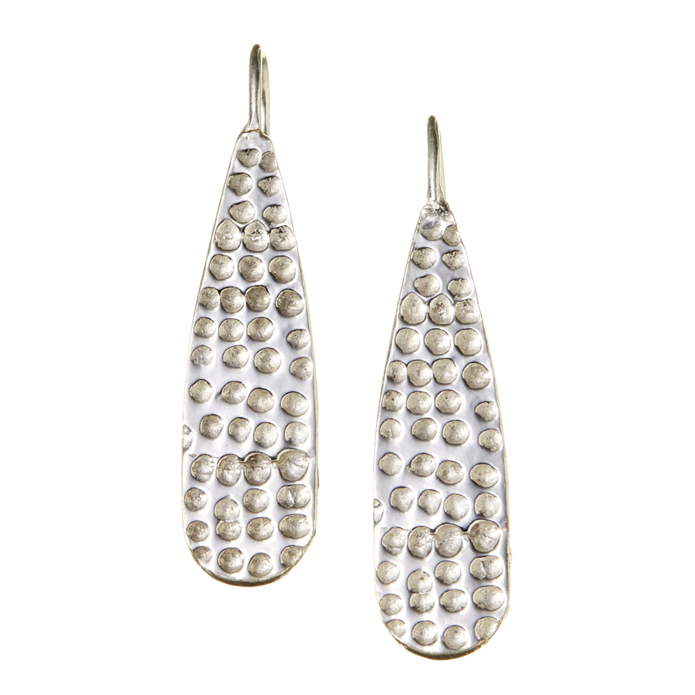 Hammered Silver drop Earring