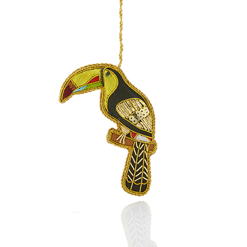 Tropical Zari Toucan Ornament