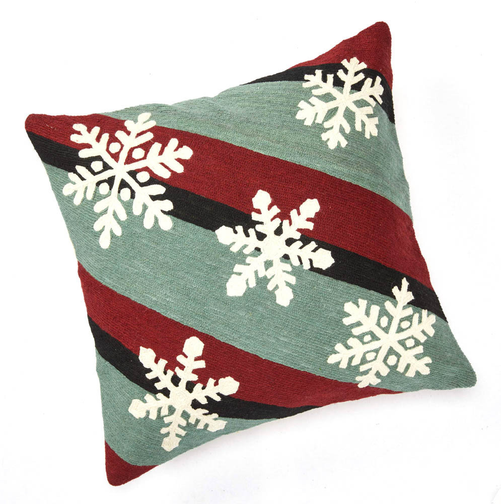 Snowflake Crewelwork Pillow
