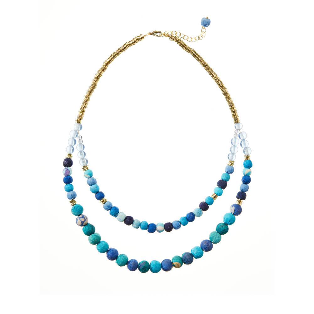 Neela Sari & Glass Multi-Strand Necklace 