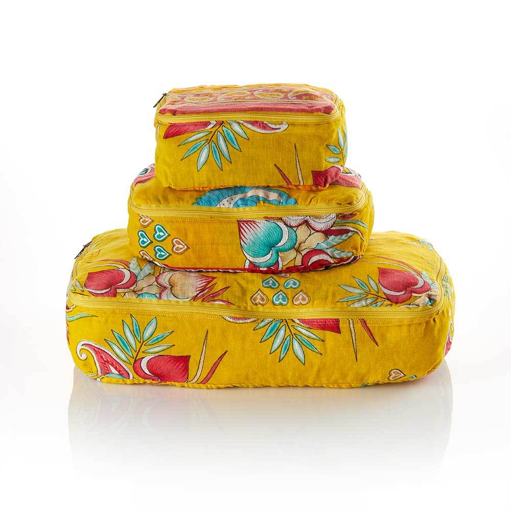 Upcycled Sari Packing Cubes - Set of 3