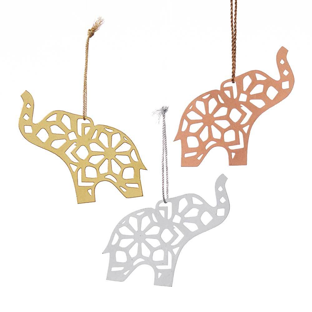 Mandala Elephant Ornaments - Set of 3