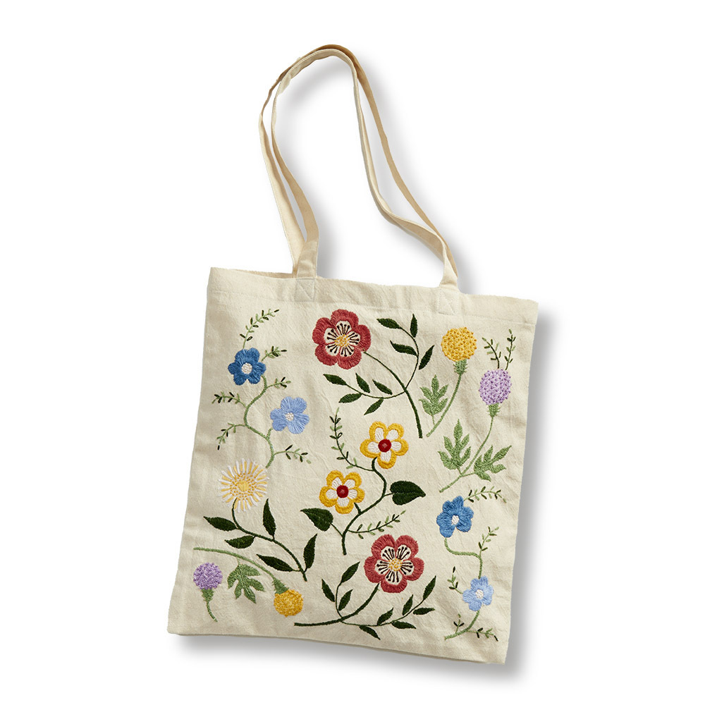 Wildflower Embroidered Tote Bag