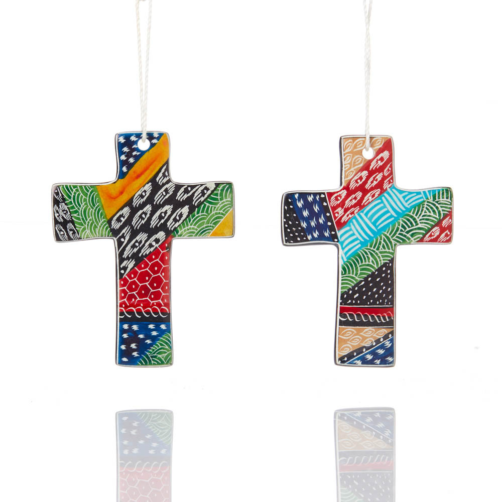 Kenyan Soapstone Cross Ornaments - Set of 2