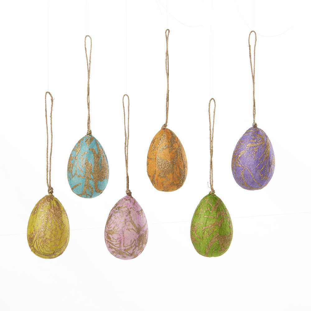 Gold Marbled Egg Ornaments - Set of 6