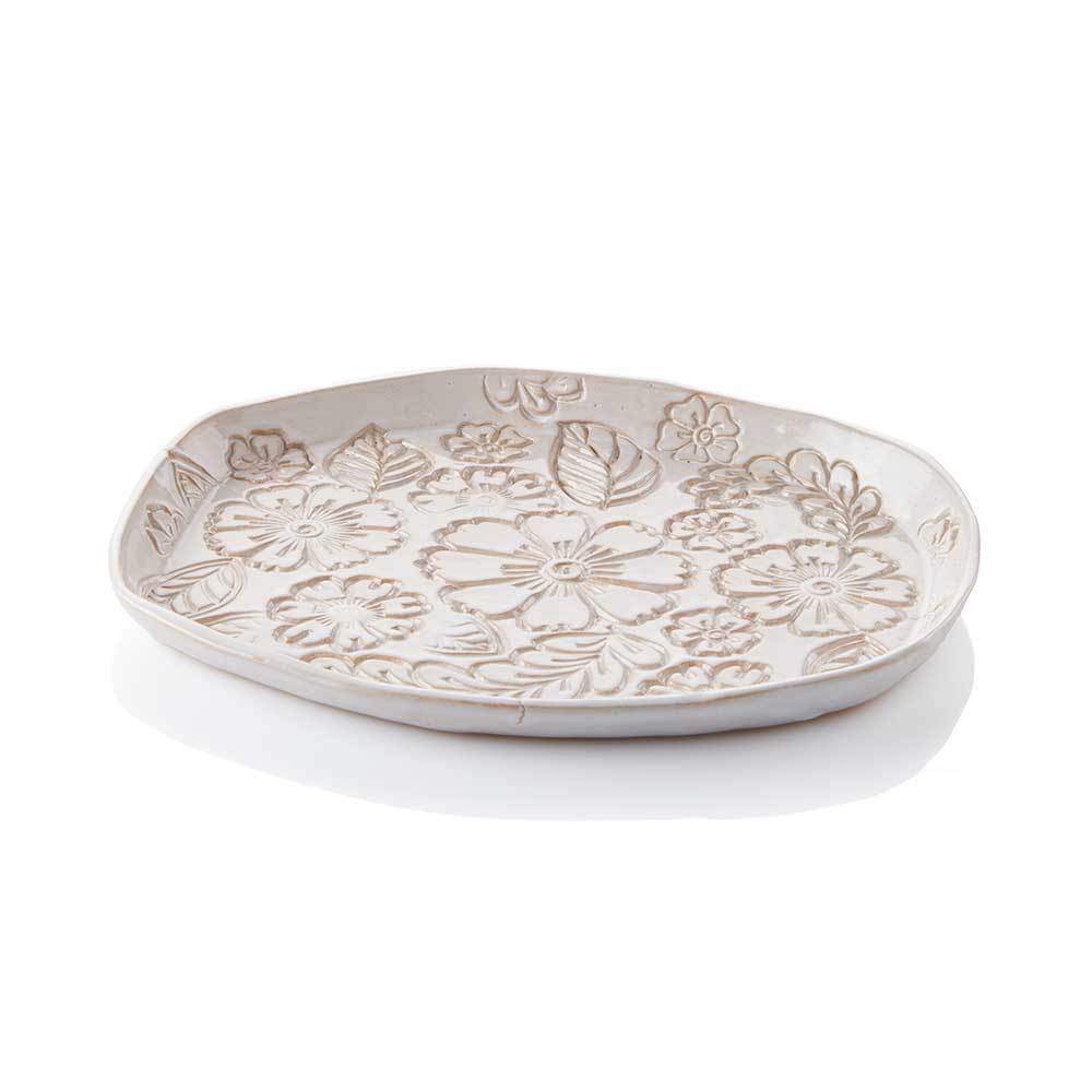 Pressed Blossom Ceramic Platter