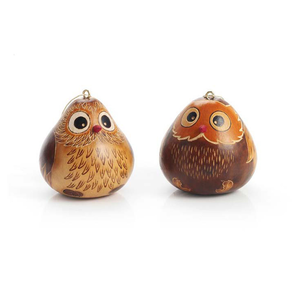 Owl Gourd Ornament Set