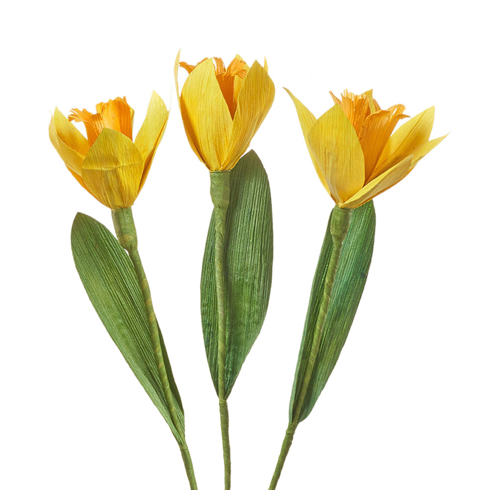 Corn Husk Daffodils - Set of 3