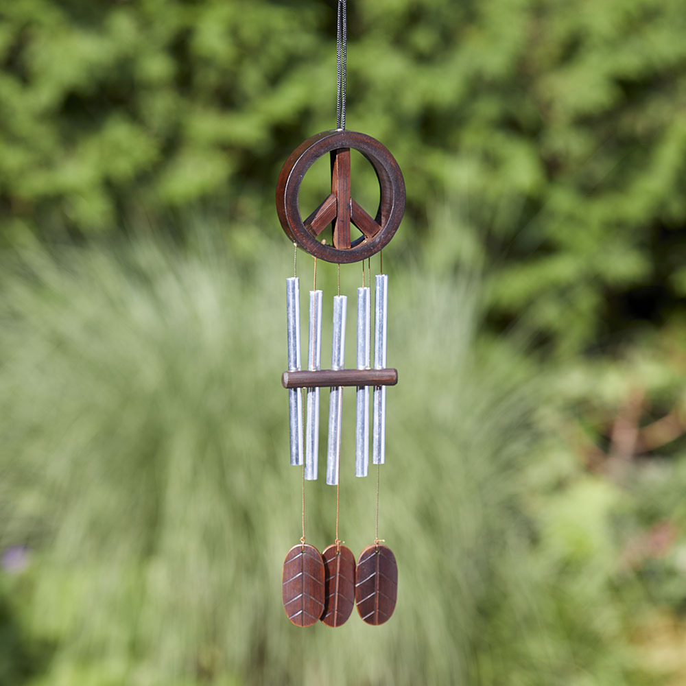 Handmade Wind Chimes Peace Sign Bamboo Wind Chime SERRV