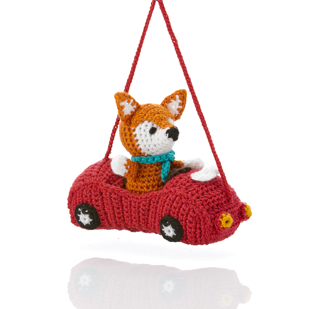 Racer Fox Crocheted Ornament