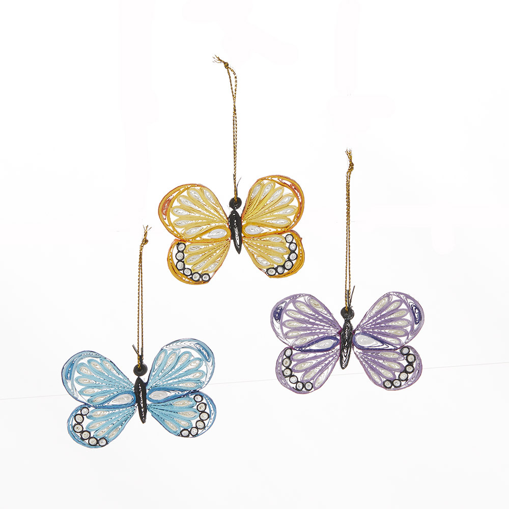 Quilled Butterfly Ornaments - Set of 3