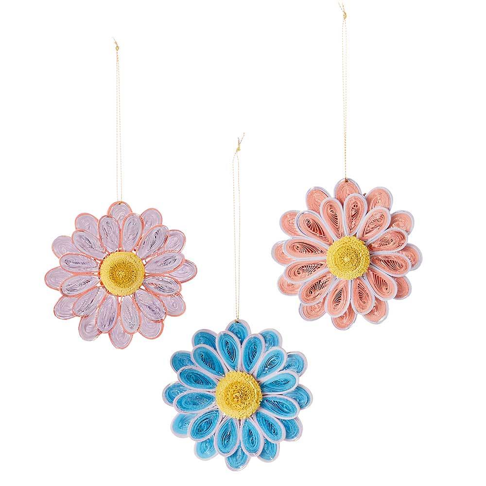 Quilled Daisy Ornaments - Set of 3