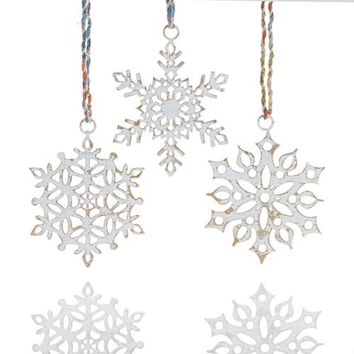 White Snowflake Ornaments - Set of 3