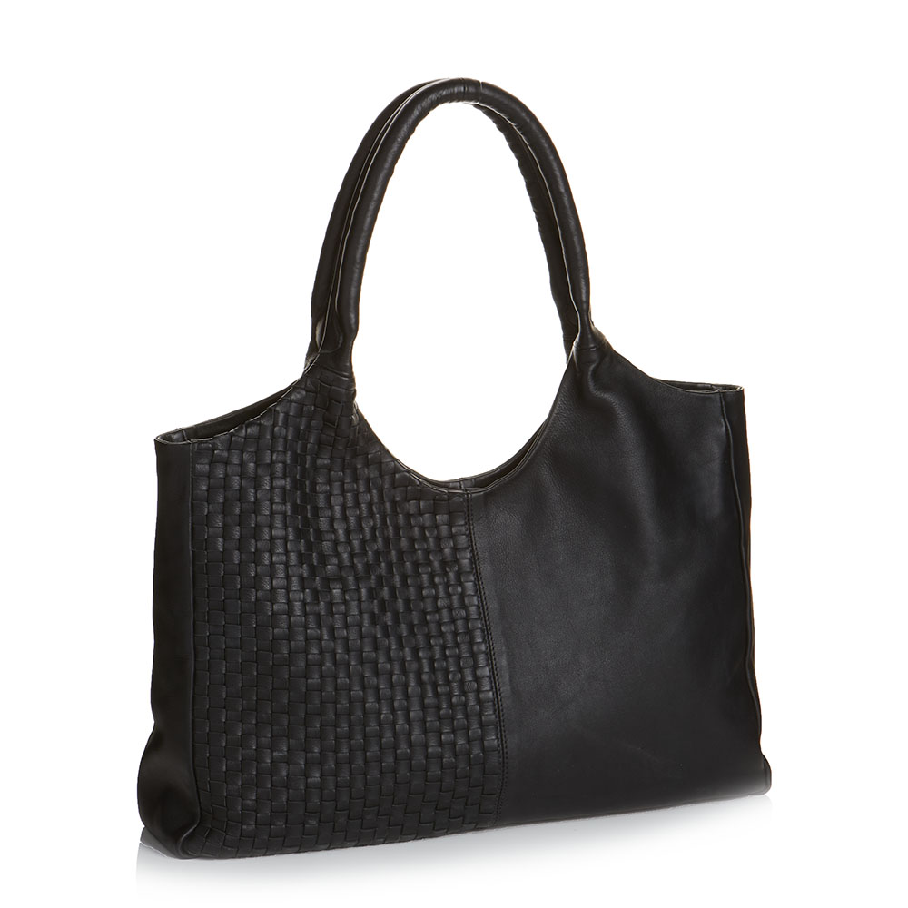 Essential Woven Black Leather Bag