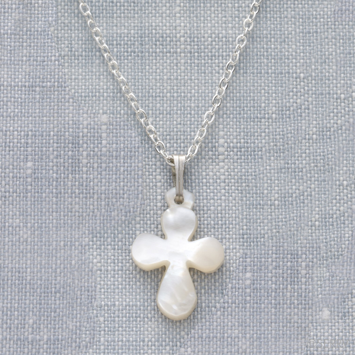 Mini Mother of Pearl Cross Necklace