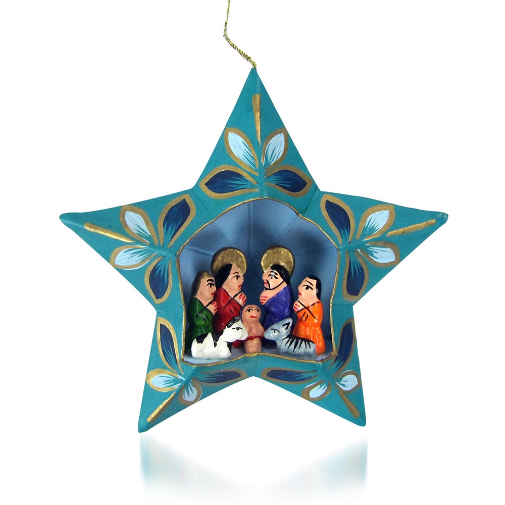 Blue Star Nativity Ornament