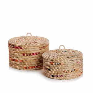 Product Image of Round Sari Kaisa Grass Baskets - Set of 2