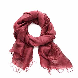 Product Image of Cranberry Chrysanthemum Silk Scarf