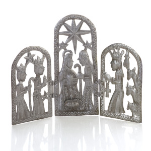 Product Image of Recycled Metal Trifold Nativity