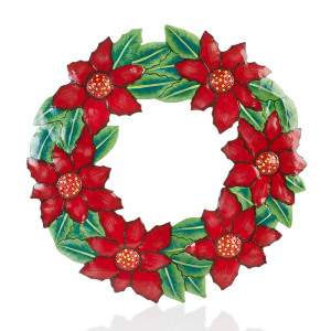 Product Image of Recycled Metal Poinsettia Wreath