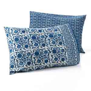 Product Image of Floral Dabu Cotton Bedding - Standard Quilted Pillow Shams - Set of 2