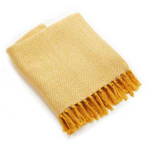 Eco-Friendly Throw Blankets, Mustard Yellow Accent Throw