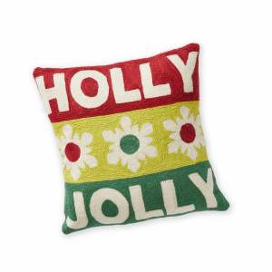 Product Image of Geo Snowflake Crewelwork Pillow
