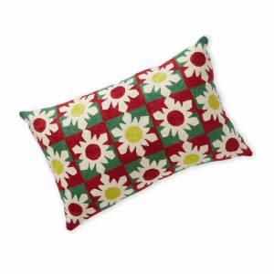 Product Image of Geo Snowflake Crewelwork Lumbar Pillow