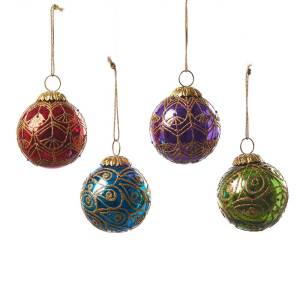 Product Image of Glittering Glass Ornaments - Set of 4