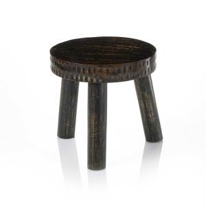 Product Image of Black Hand-Carved Plant Stand