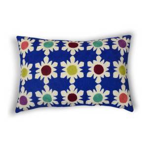 Product Image of Blue Holly Jolly Snowflake Crewelwork Lumbar Pillow