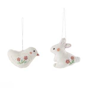 Product Image of Embroidered Bunny and Chick Ornaments - Set of 2