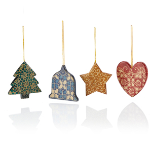 Product Image of Batik Christmas Cookie Ornaments - Set of 4