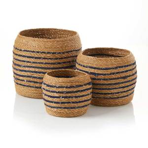 Product Image of Dhaka Denim Striped Baskets - Set of 3