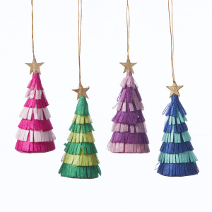 Product Image of Cheerful Paper Tree Ornaments - Set of 4