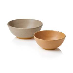 Warm Amber & Stone Gray Dhabba Bowls - Set of 2