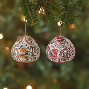 Product Image of Avian Motif Gourd Ornaments - Set of 2