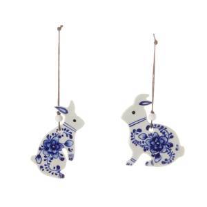 Product Image of Indigo Bloom Bunny Ornaments - Set of 2