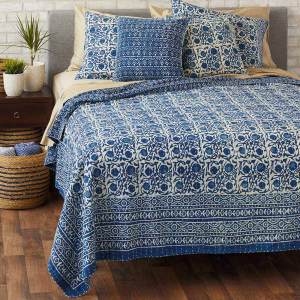 Product Image of Floral Dabu Cotton Bedding - Queen Quilt