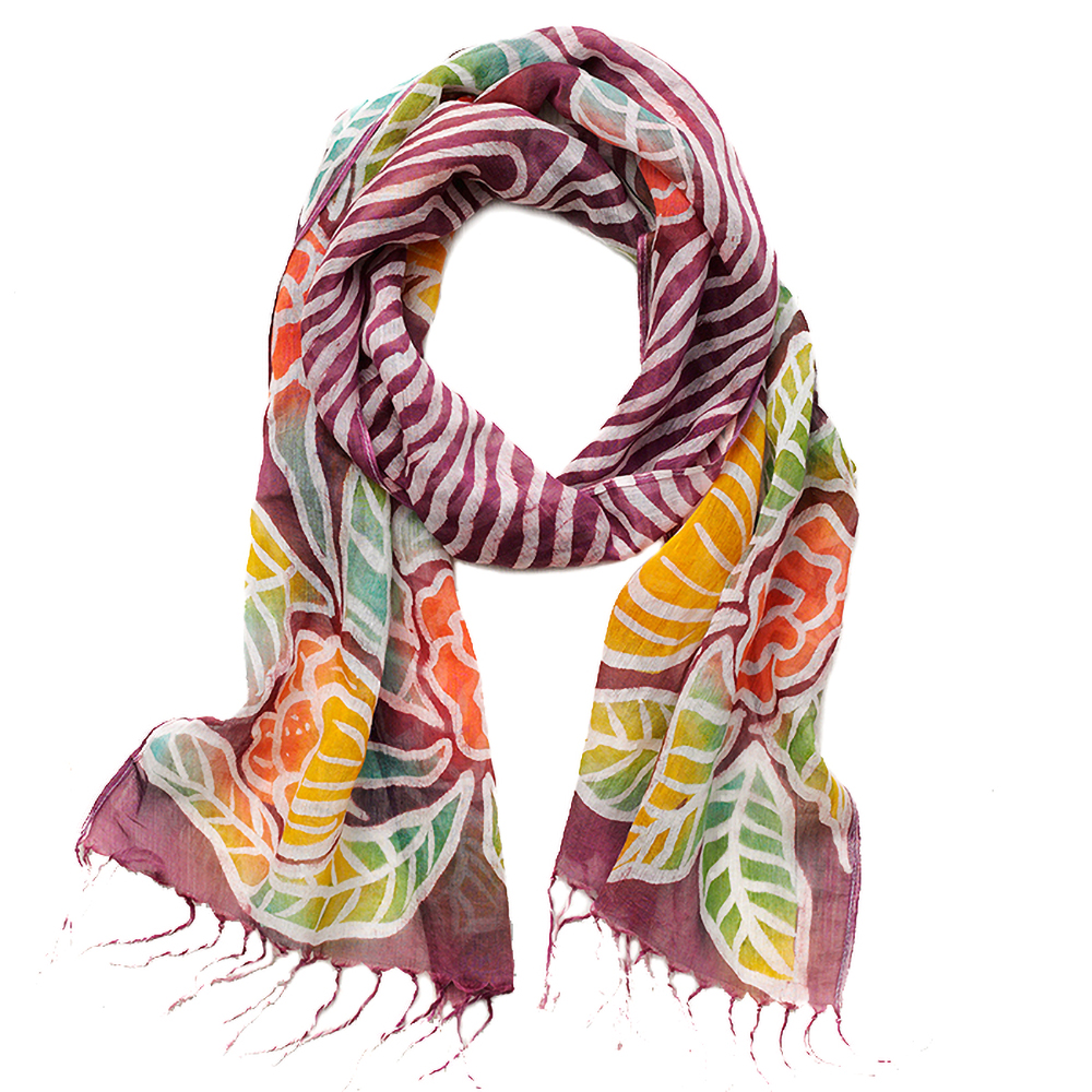 Plum Painted Floral Scarf