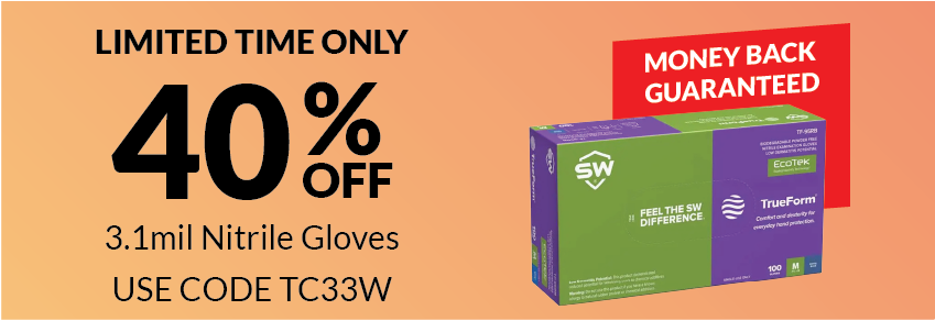 Limited Time Offer, 40% off 3.1mil nitrile gloves
