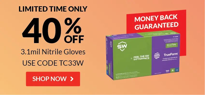 40% off 3.1mil nitrile gloves