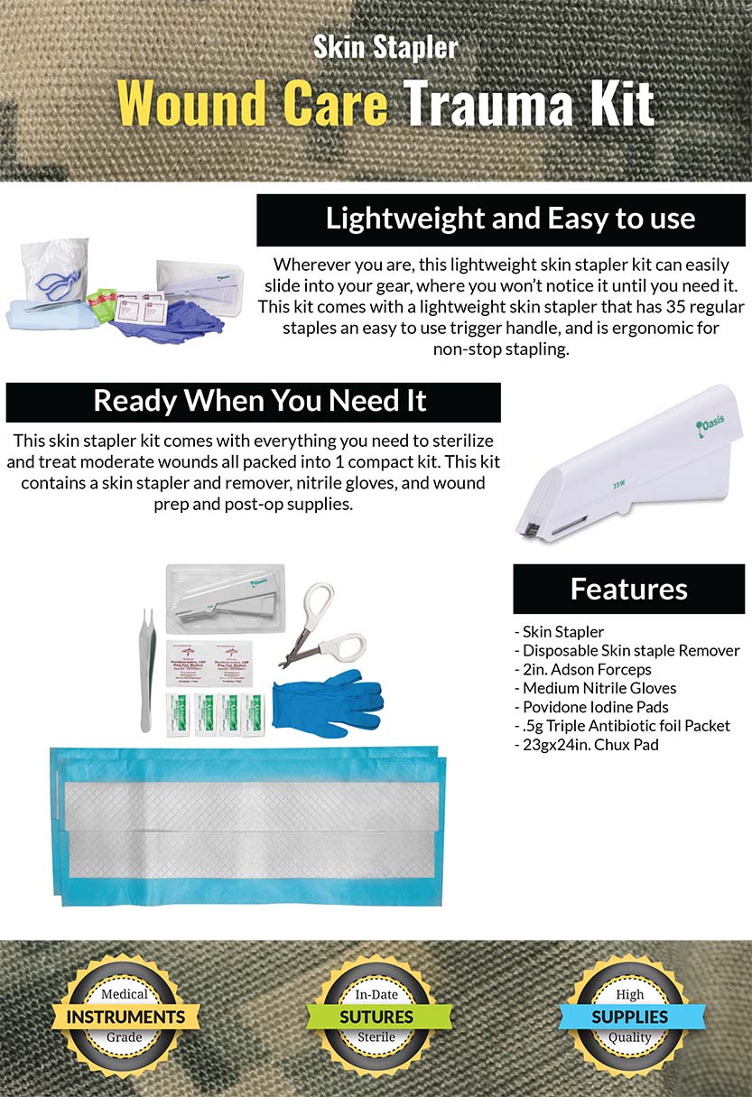 Skin Stapler Kit - Wound Care Trauma Kit features