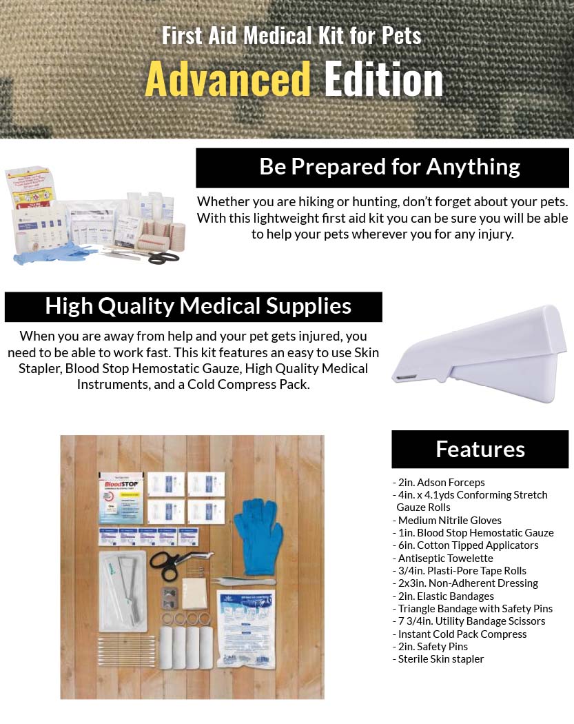 38-piece First Aid Medical Kit for Pets - Advanced Edition Features