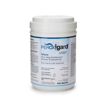 WIPE,WET HYDROGEN PEROXIDE PEROXIGARD 6"X7",160/CANISTER