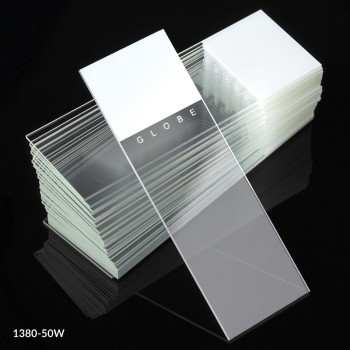 WHITE GLASS SLIDE,WHITE FROST,GROUND EDGE,90°CORNER,1440/CS