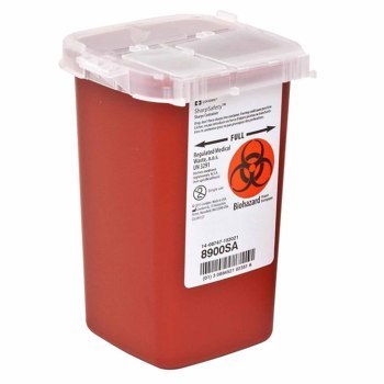 CONTAINER,SHARPS RED 1QT W/LID,100/CS