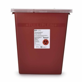 CONTAINER,SHARPS RED 8GL W/LID,10/CS