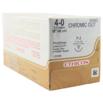 SUTURE,CHROMIC GUT,4-0,P-3,18IN,UNDYED,12/BX